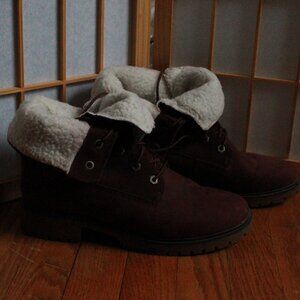 Timberland "Jayne" Teddy Fleece Fold Over Boots